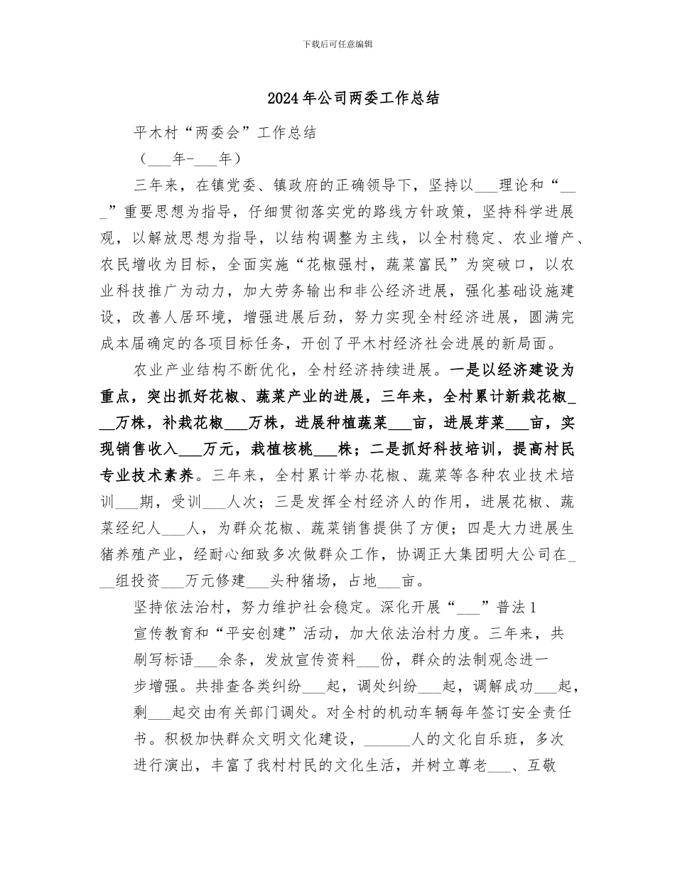 2024年公司两委工作总结_第1页