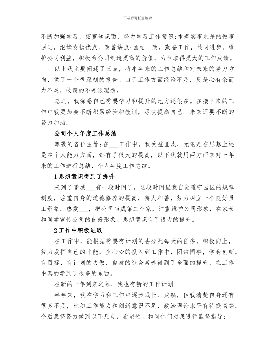 2024年公司个人的工作总结_第2页