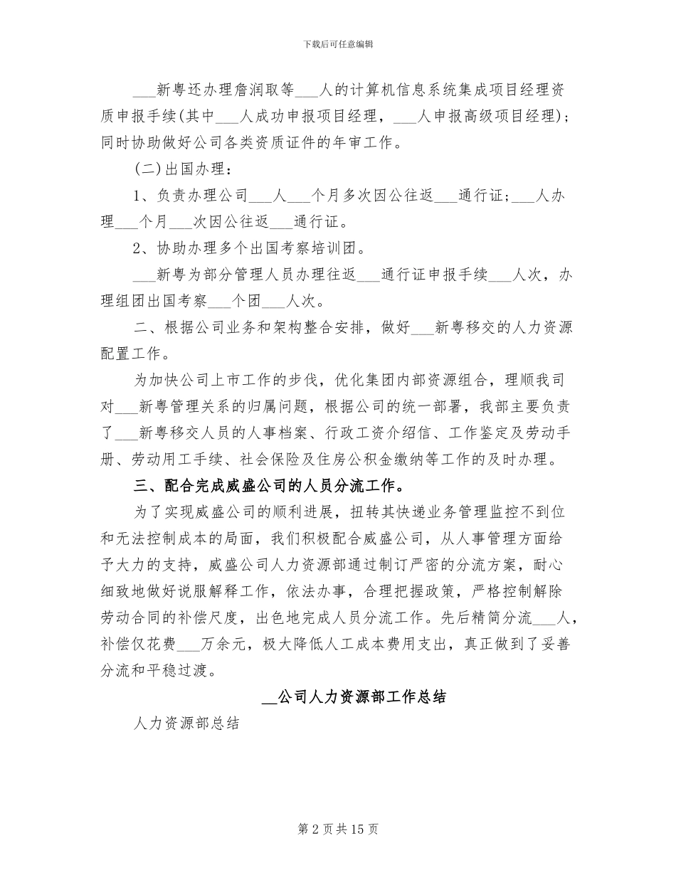 2024年公司人力资源工作总结_第2页