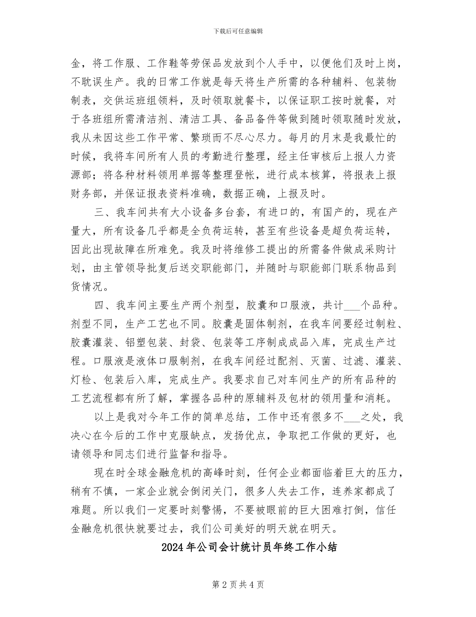 2024年公司会计统计员年度总结_第2页