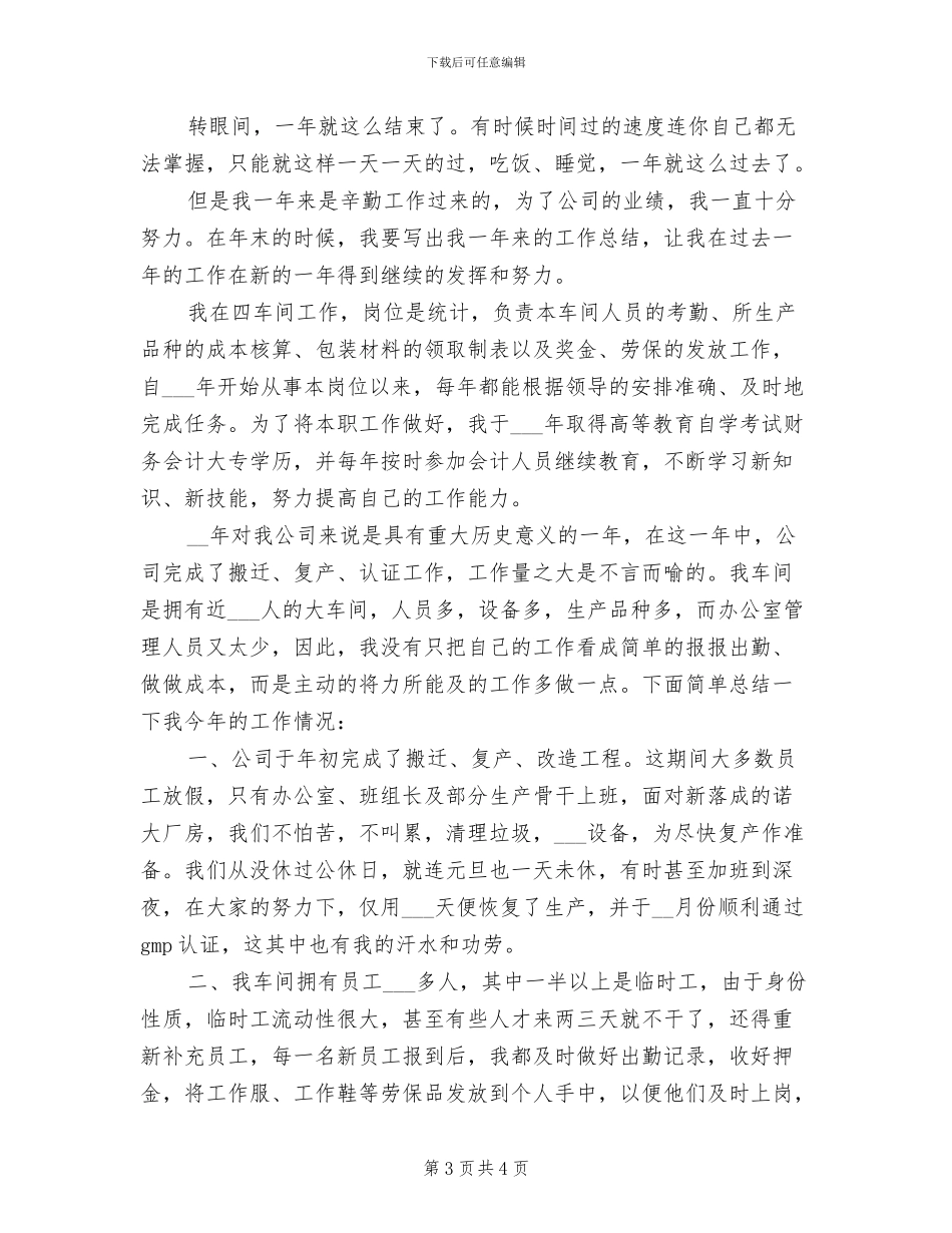 2024年公司会计统计员年度工作总结_第3页