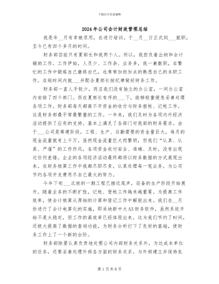 2024年公司会计财政管理总结