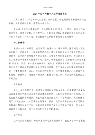 2024年公司内勤个人工作总结范文