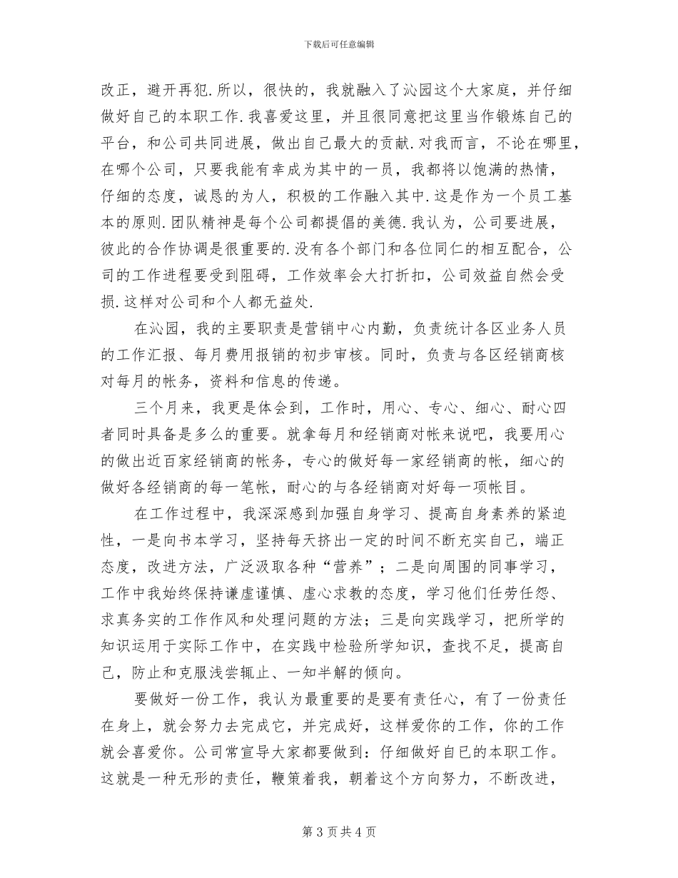 2024年公司内勤试用期工作总结报告_第3页