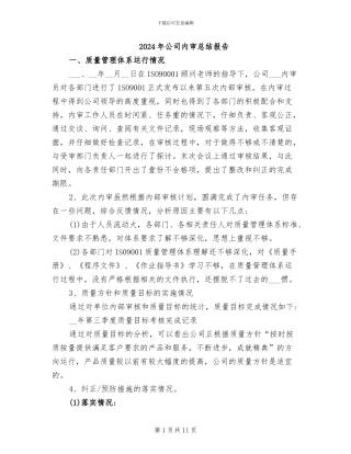 2024年公司内审总结报告