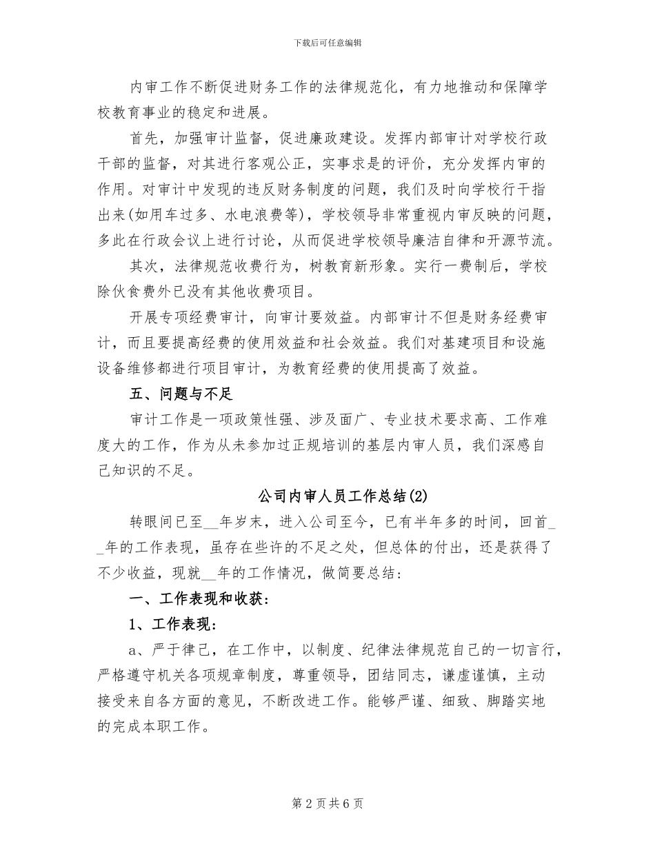 2024年公司内审人员工作总结_第2页