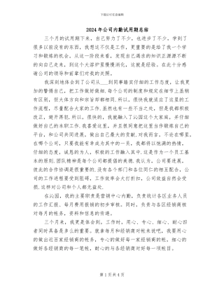 2024年公司内勤试用期总结
