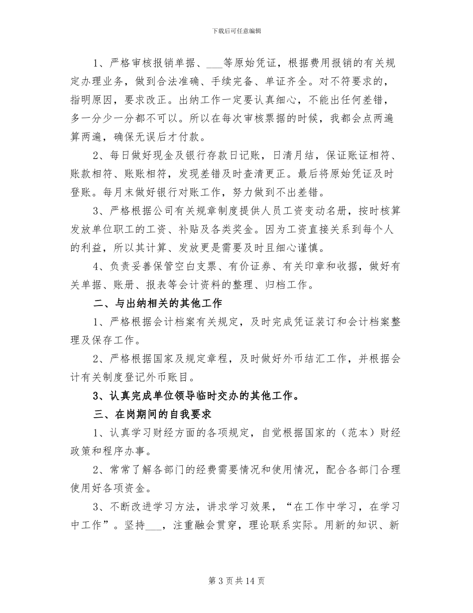 2024年公司出纳年终工作总结_第3页