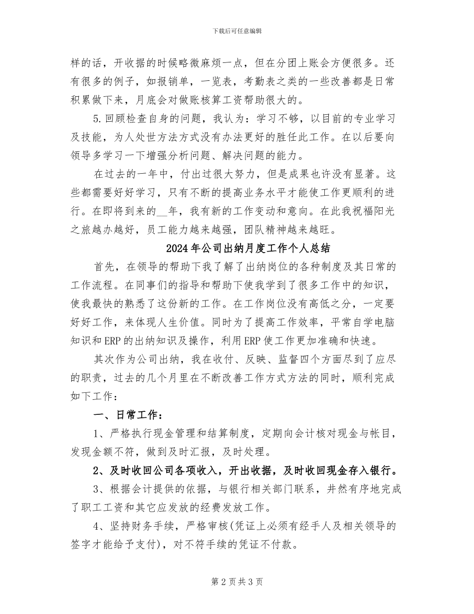 2024年公司出纳年终总结范文_第2页