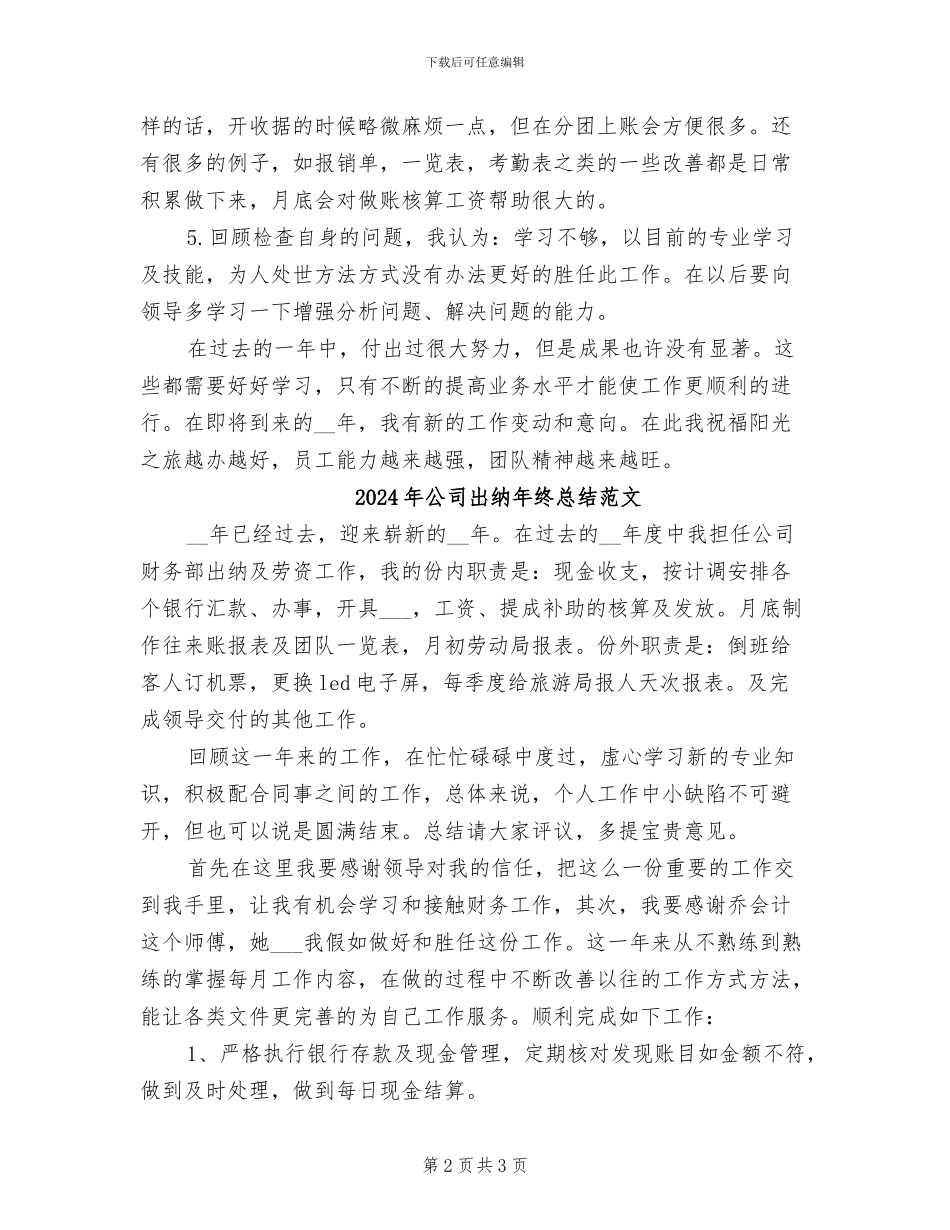 2024年公司出纳年终总结_第2页