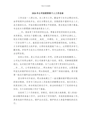 2024年公司初级职称个人工作总结