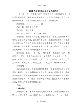 2024年公司员工促销活动总结范文