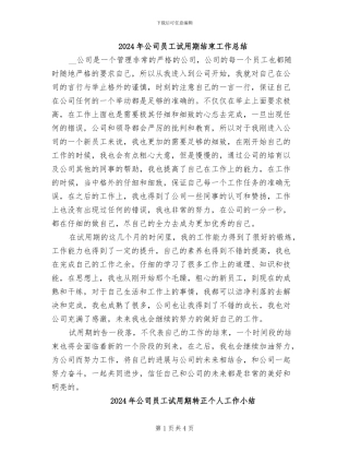 2024年公司员工试用期结束工作总结