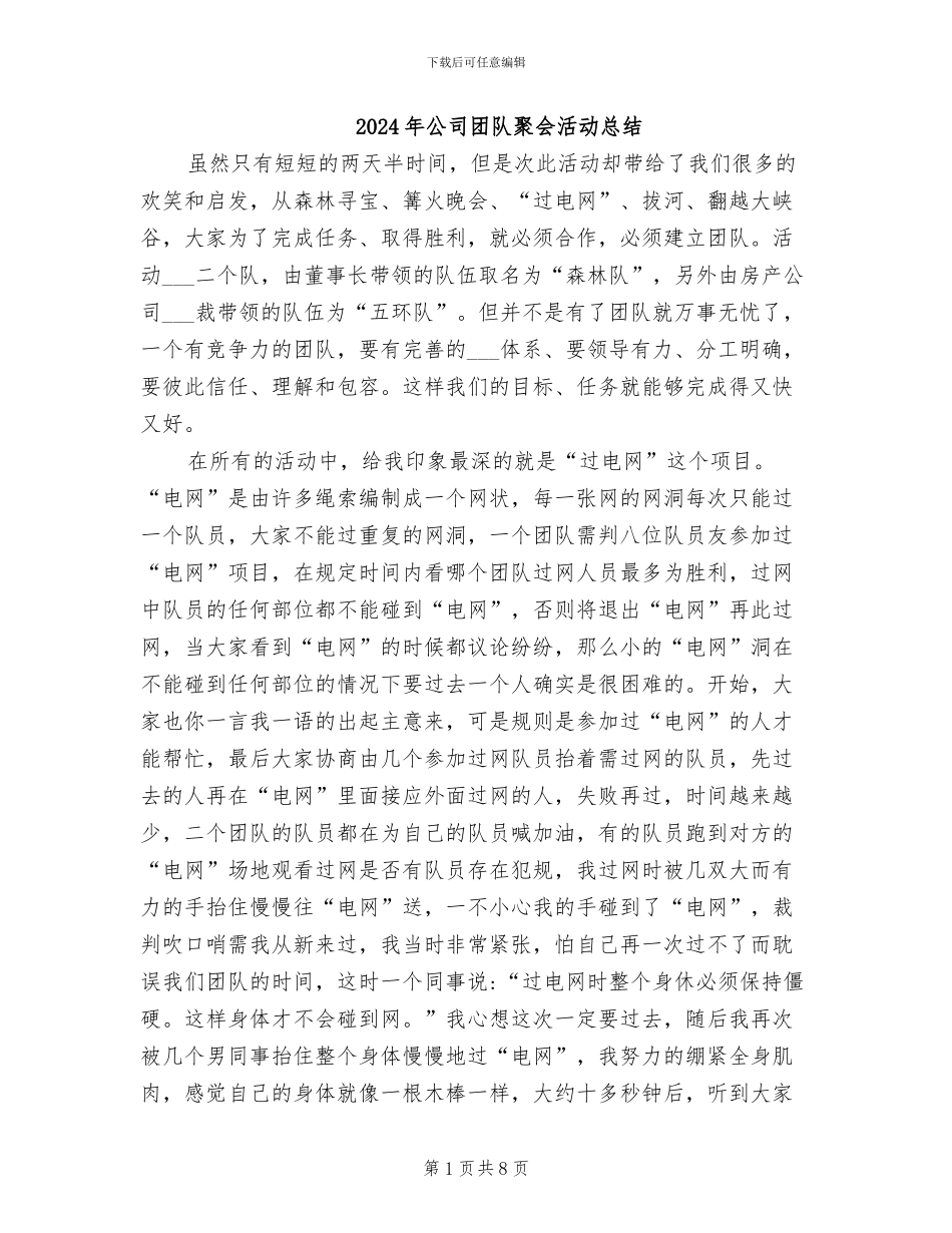 2024年公司团队聚会活动总结_第1页