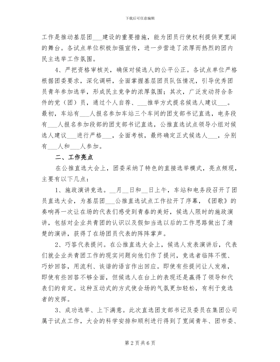 2024年公司基层团组织“公推直选”试点工作总结_第2页