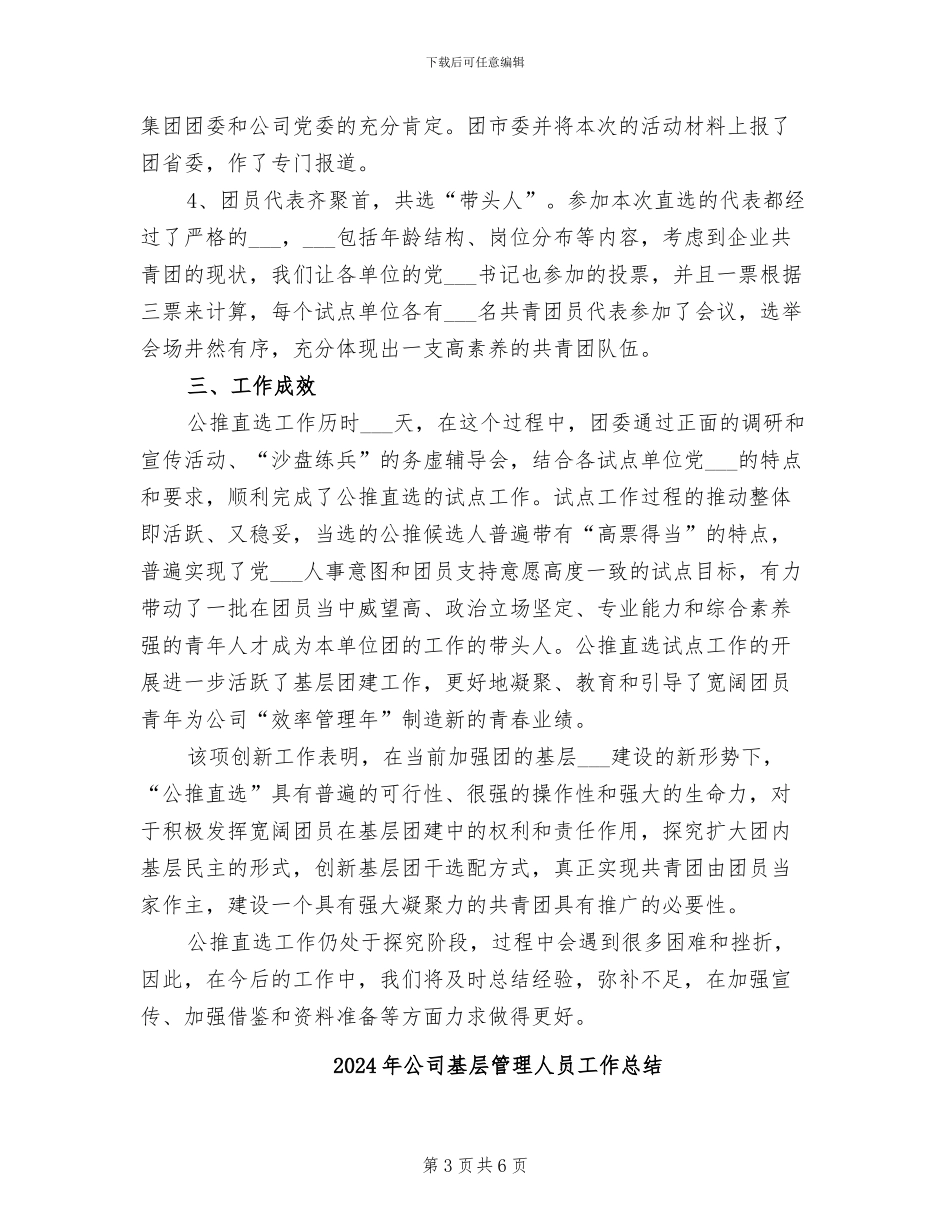 2024年公司基层团组织“公推直选”试点工作总结_第3页