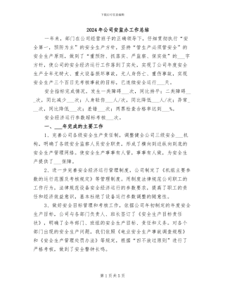 2024年公司安监办工作总结