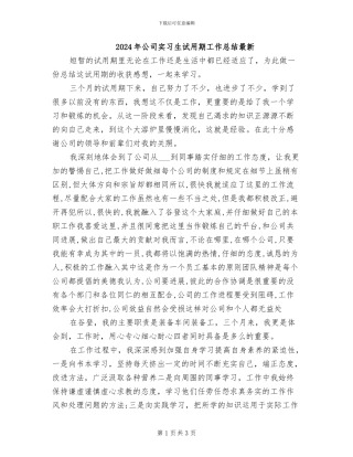 2024年公司实习生试用期工作总结最新