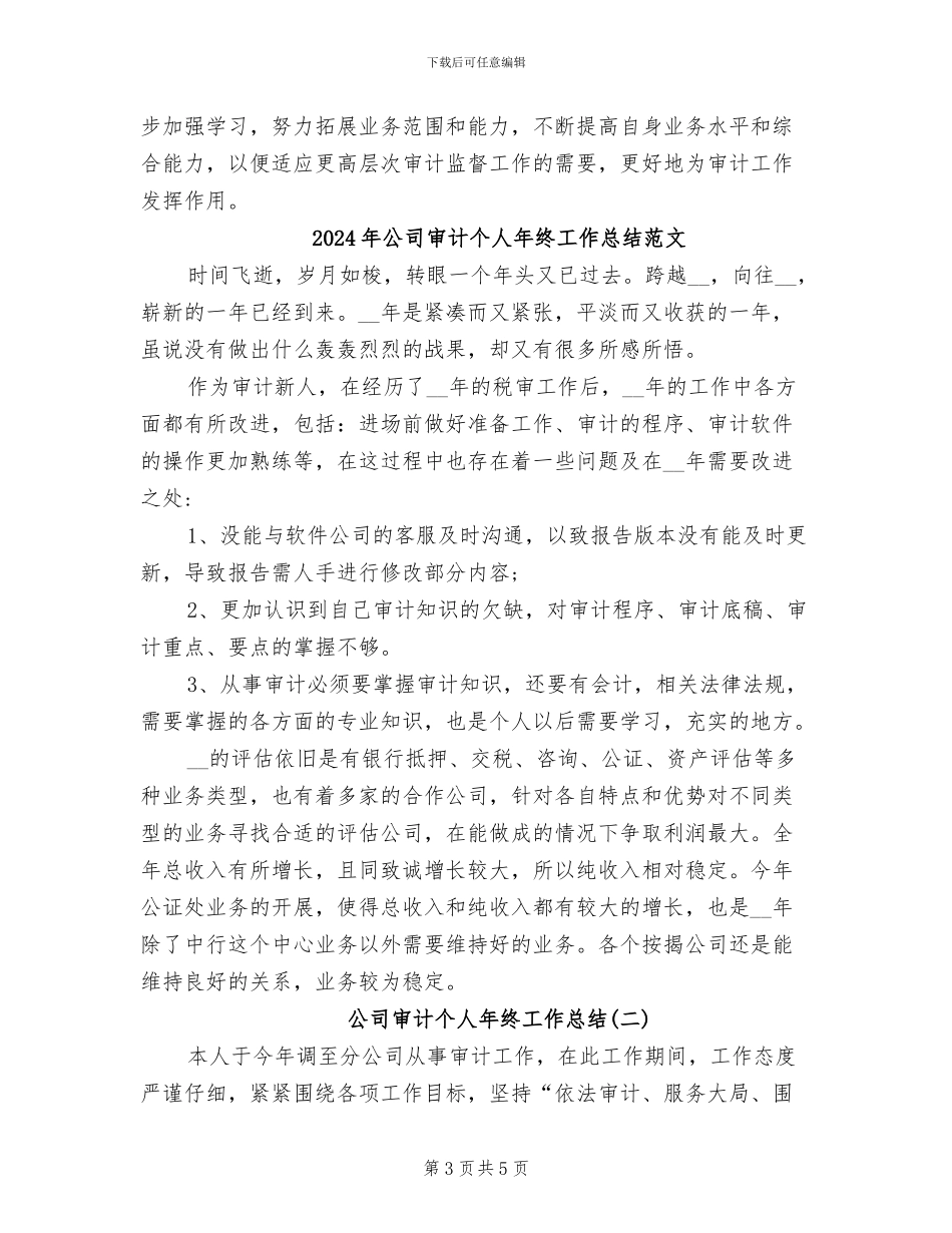 2024年公司审计个人年终工作总结_第3页