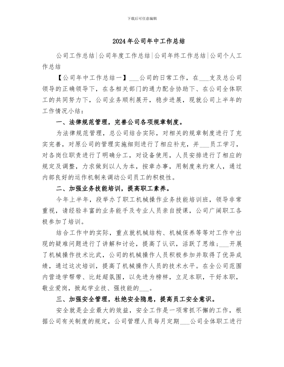 2024年公司年中工作总结_第1页