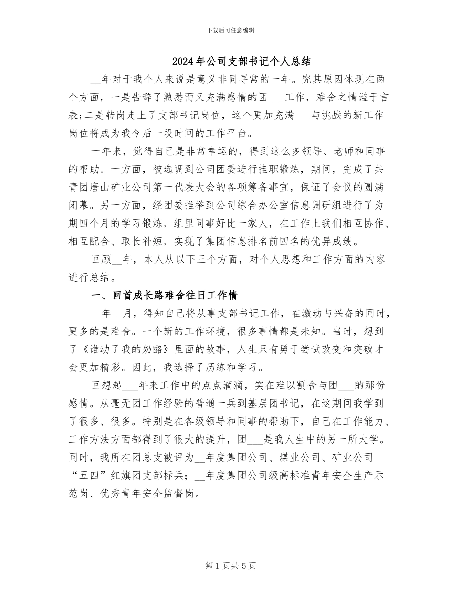 2024年公司支部书记个人总结_第1页