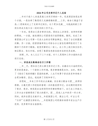2024年公司支部书记个人总结