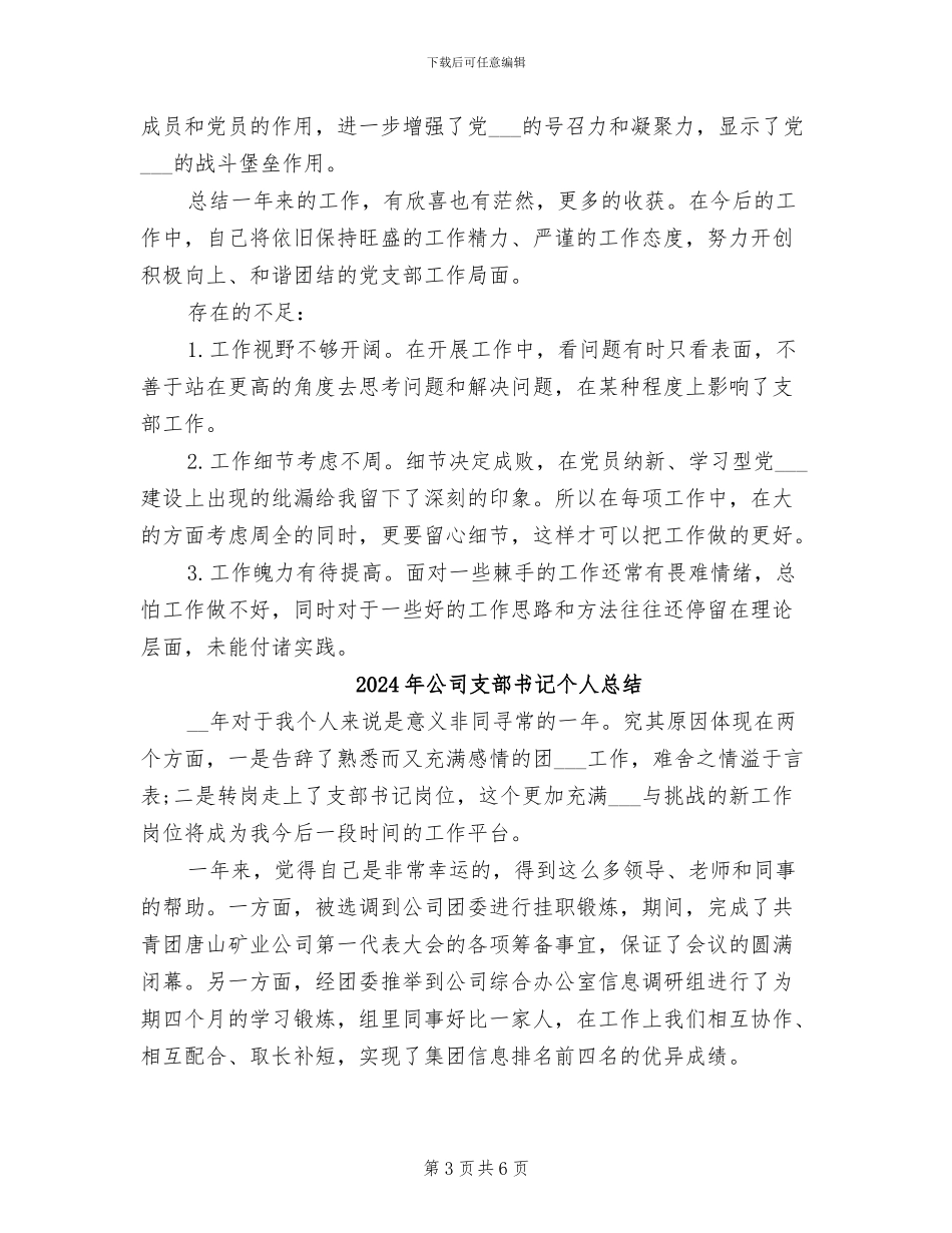 2024年公司支部书记个人工作总结_第3页