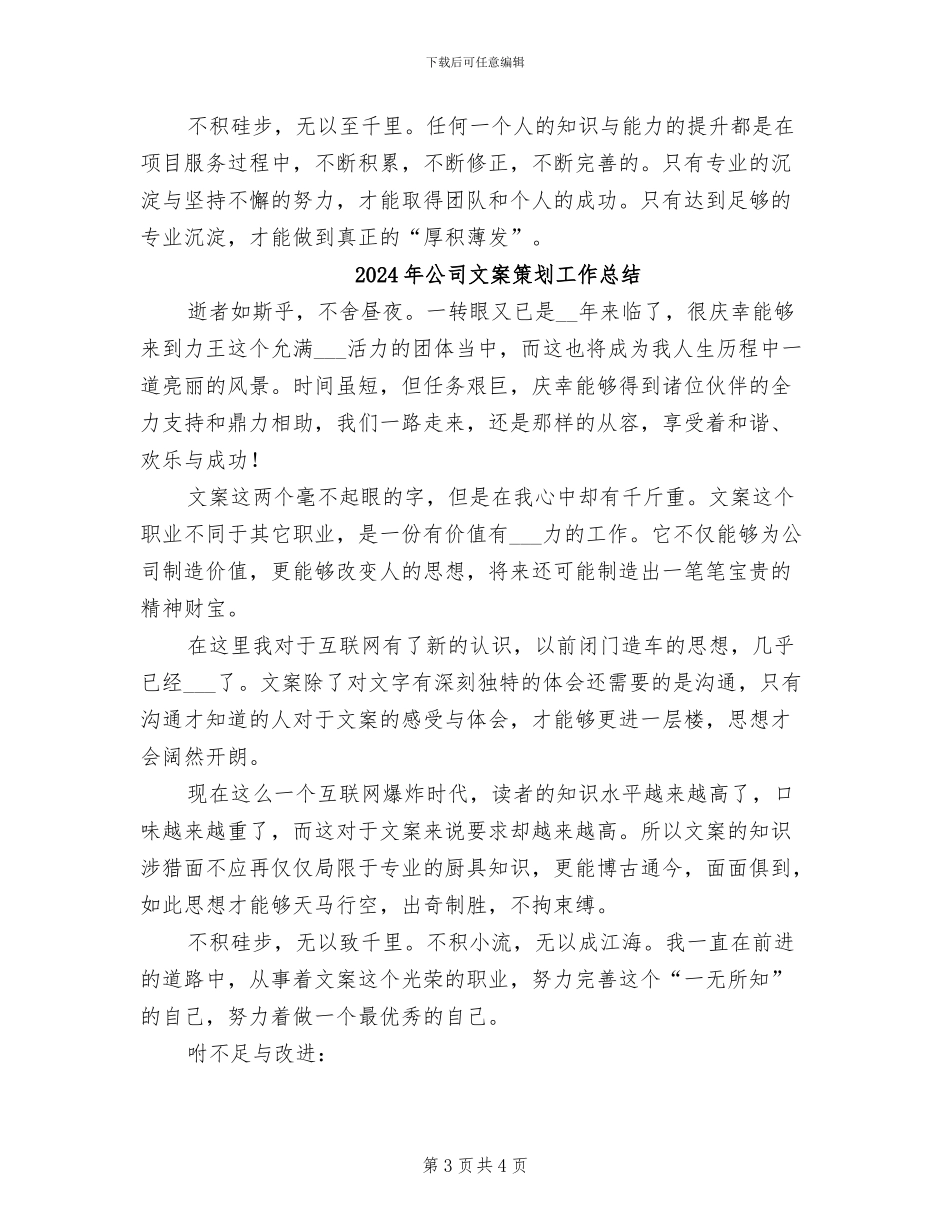2024年公司文案策划工作年终总结_第3页