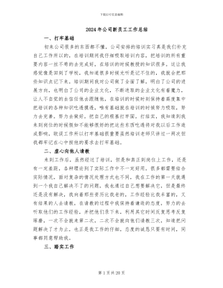 2024年公司新员工工作总结