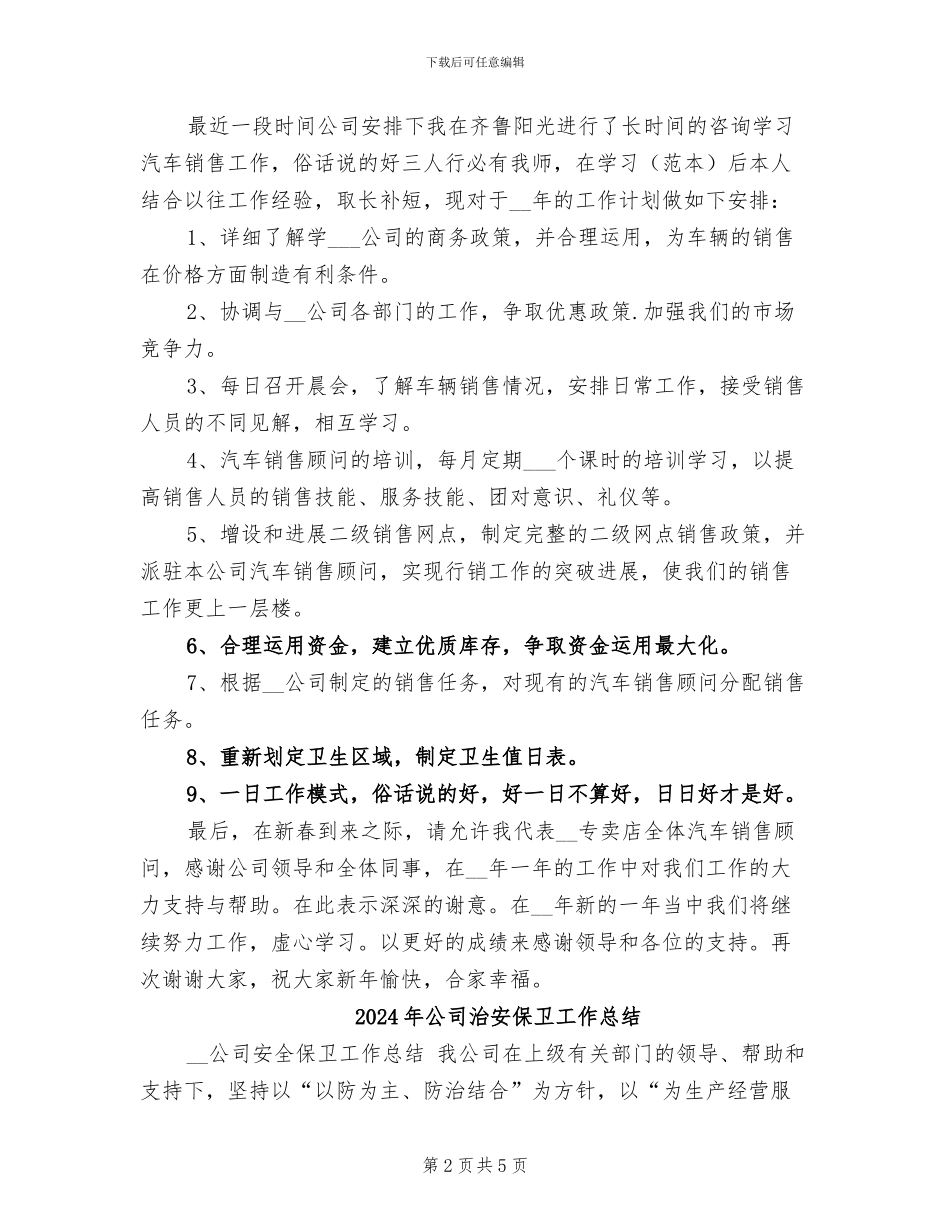 2024年公司汽车销售顾问工作总结_第2页