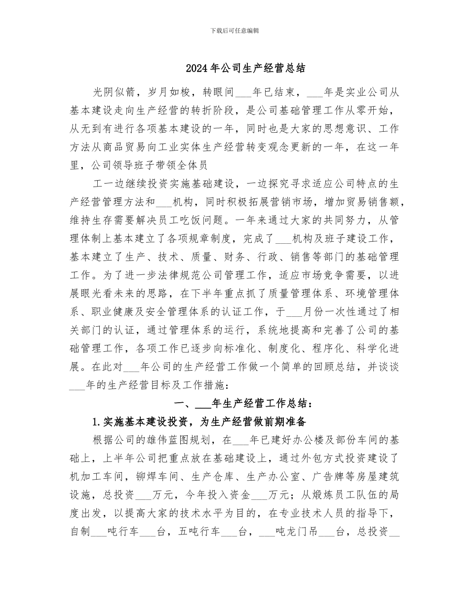 2024年公司生产经营总结_第1页