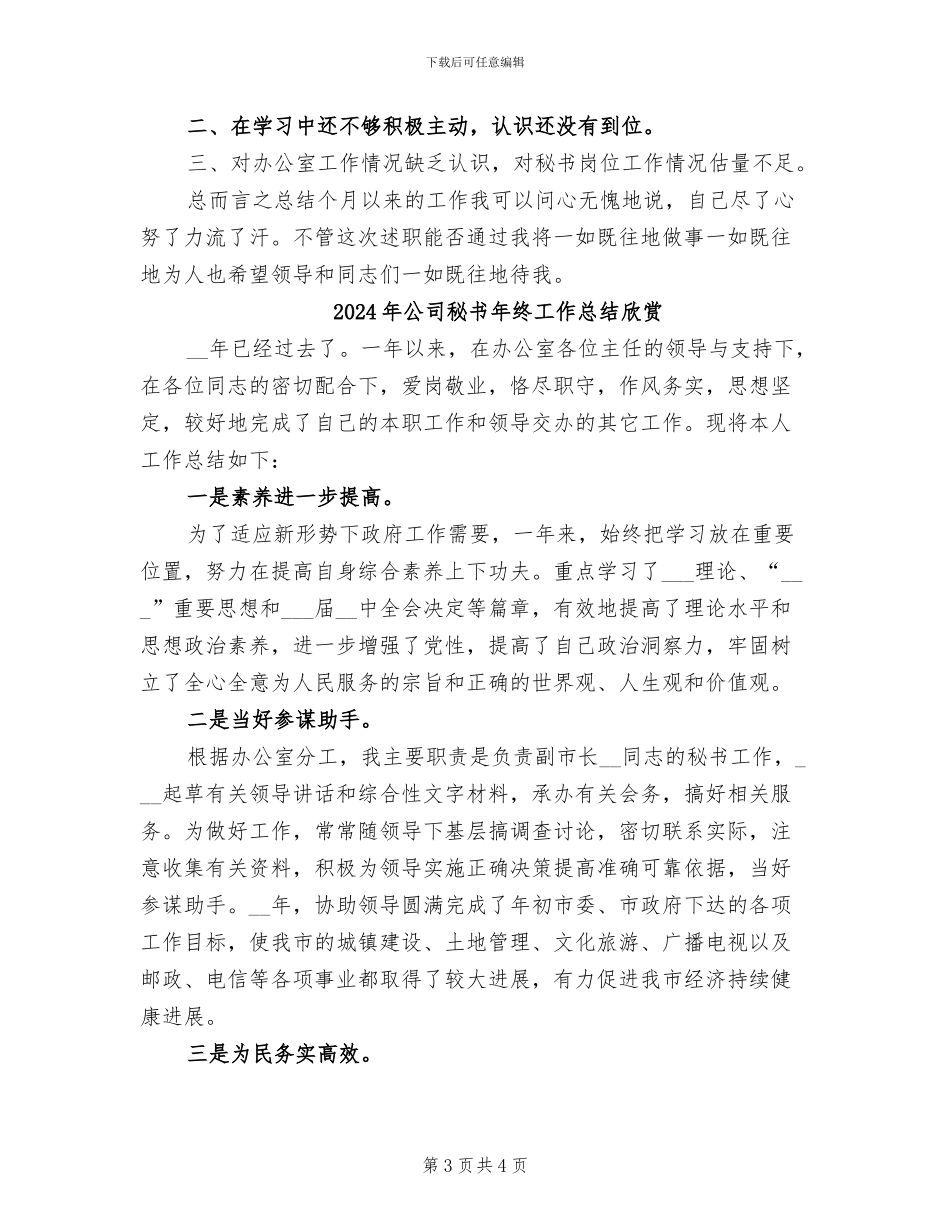 2024年公司秘书年终工作总结_第3页