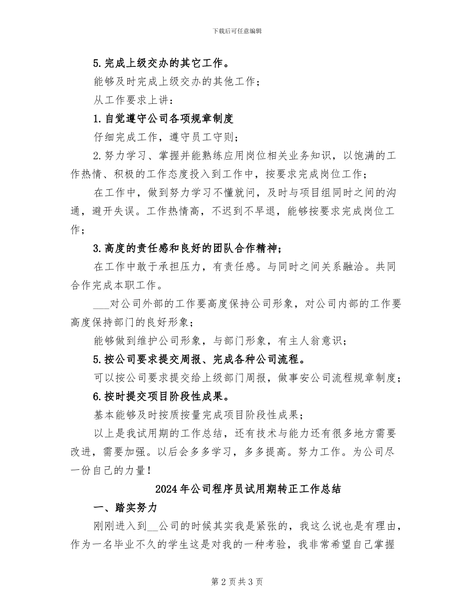 2024年公司程序员试用期工作总结_第2页