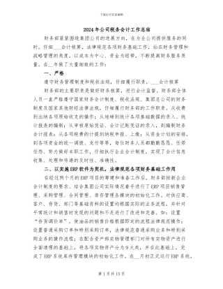 2024年公司税务会计工作总结
