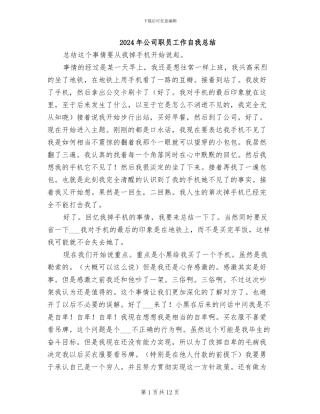 2024年公司职员工作自我总结