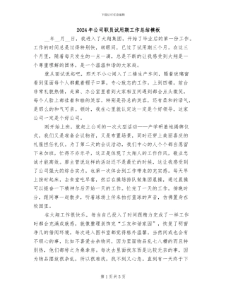 2024年公司职员试用期工作总结模板