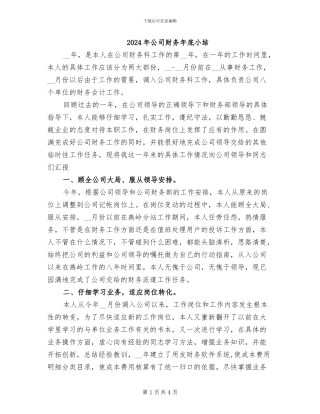 2024年公司财务年底小结