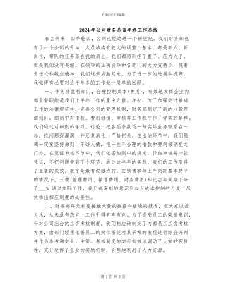 2024年公司财务总监年终工作总结