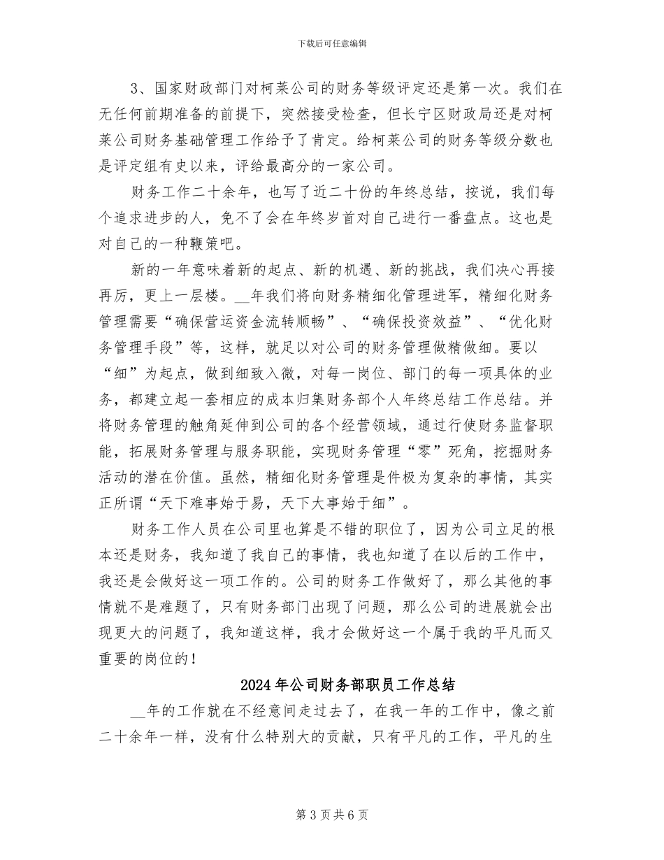 2024年公司财务部职员个人总结报告_第3页