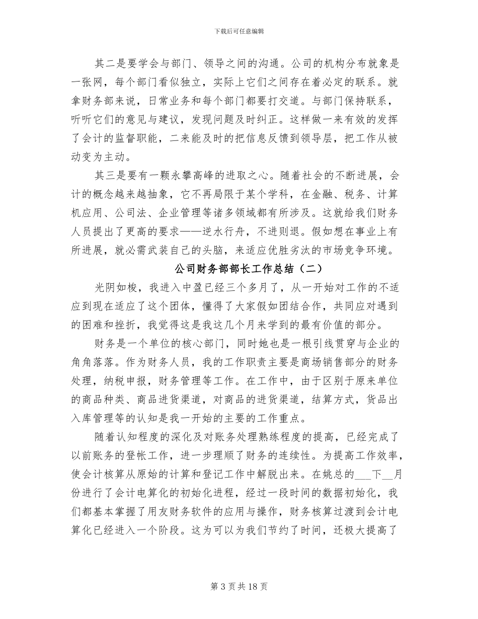 2024年公司财务部部长工作总结_第3页