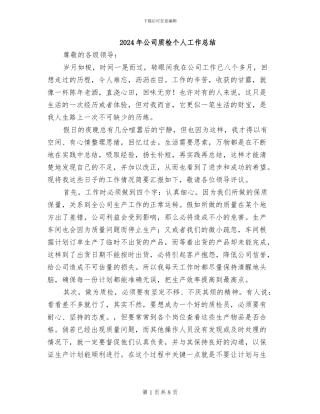 2024年公司质检个人工作总结