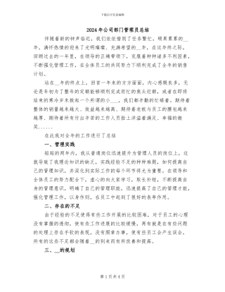 2024年公司部门管理员总结