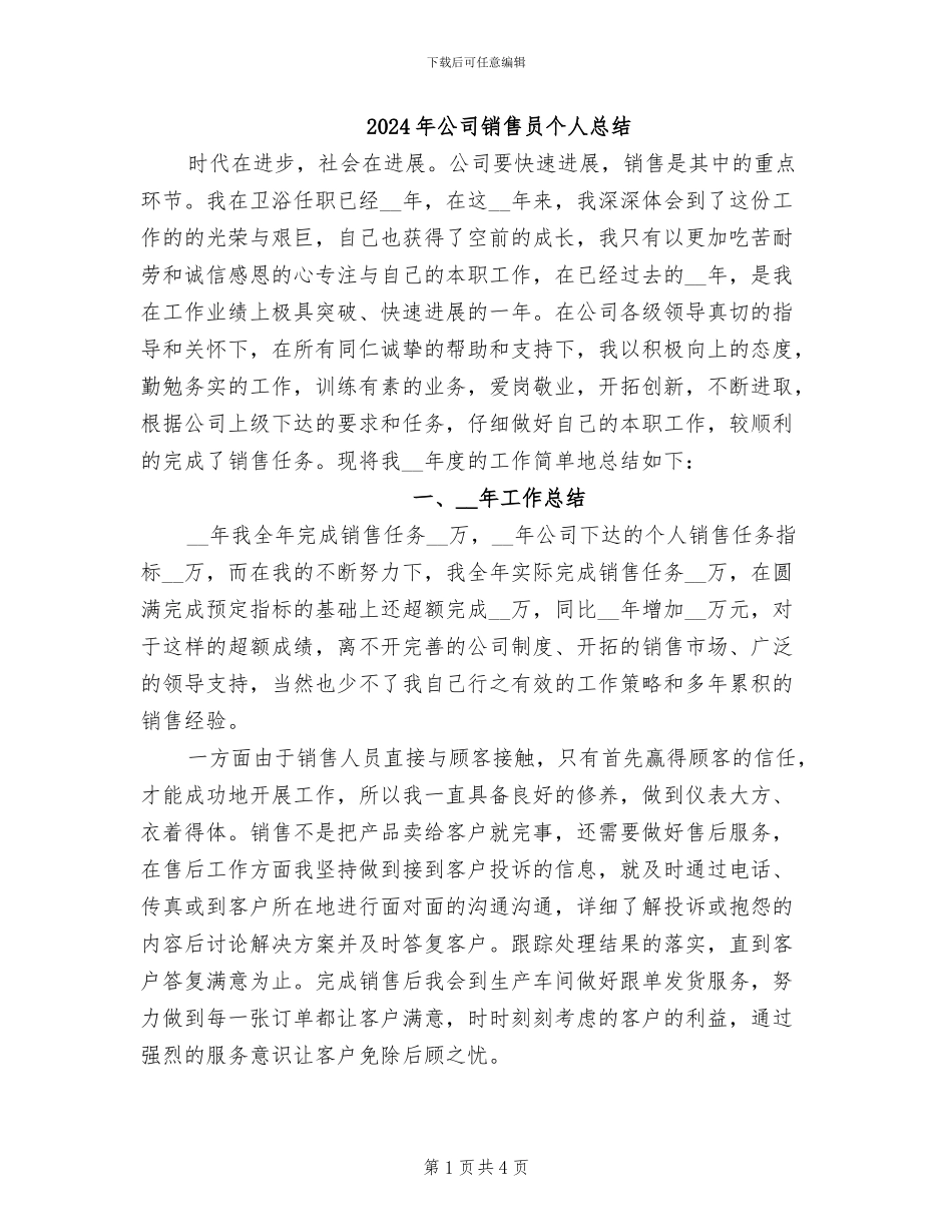 2024年公司销售员个人总结_第1页