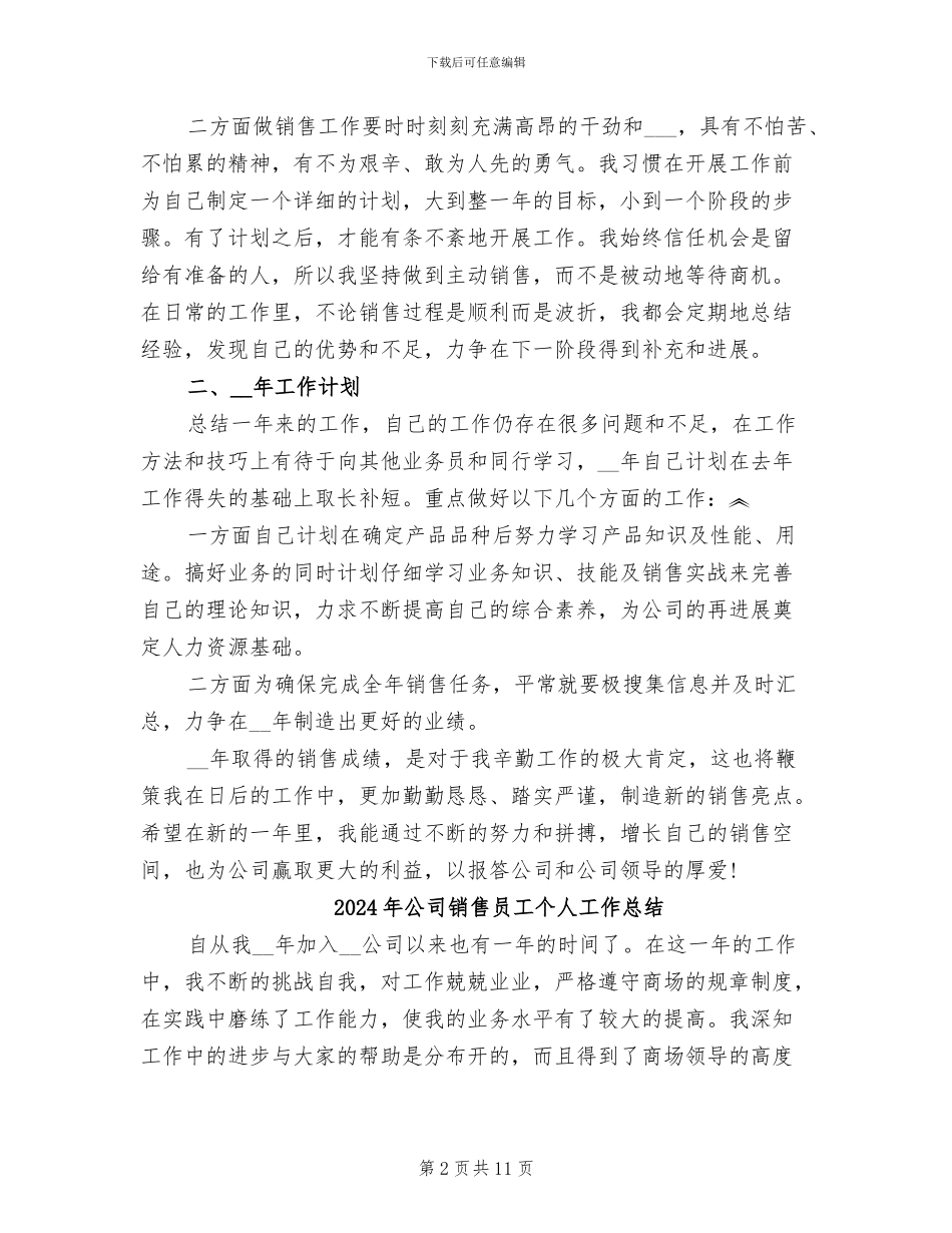 2024年公司销售员个人总结与计划_第2页