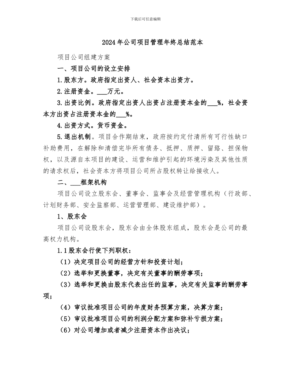 2024年公司项目管理年终总结范本_第1页