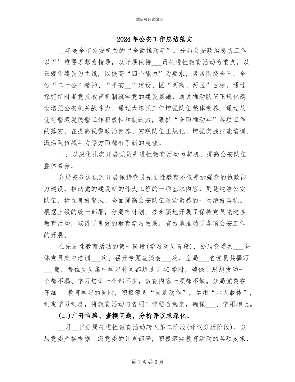2024年公安工作总结范文_第1页
