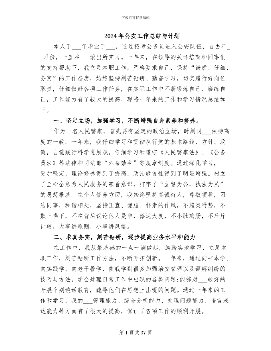 2024年公安工作总结与计划_第1页