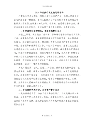 2024年公安行政执法总结材料