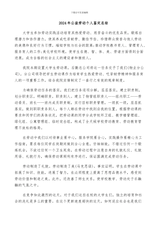 2024年公益劳动个人鉴定总结