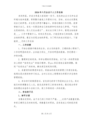 2024年六月企业个人工作总结